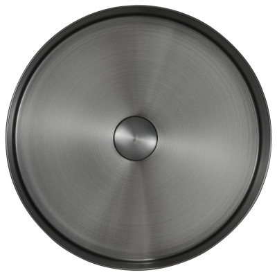 Lavoar otel inox gun metal rotund pe blat Sapho Aurum d 38 cm