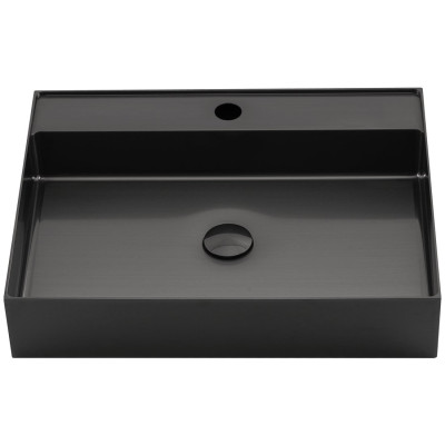 Lavoar otel inox gun metal dreptunghiular pe blat Sapho Aurum 55 x 42 cm