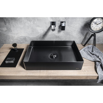Lavoar otel inox Antracit dreptunghiular Sapho Aurum 50 x 35 cm