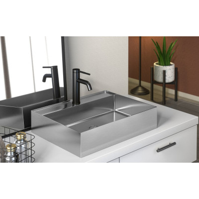 Lavoar otel inox dreptunghiular pe blat Sapho Aurum 55x42