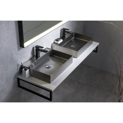 Lavoar otel inox dreptunghiular pe blat Sapho Aurum 55x42