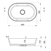 Lavoar oval pe blat 60 x 38 Sapho Gerano marmura compozit