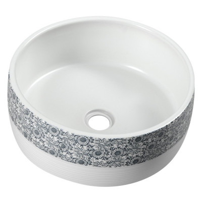 Lavoar baie rotund pictat si gravat pe blat Sapho Priori Elda 41 cm