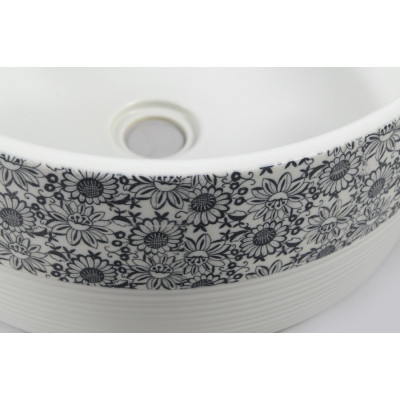 Lavoar baie rotund pictat si gravat pe blat Sapho Priori Elda 41 cm
