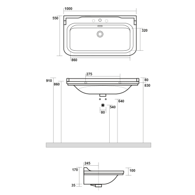 Lavoar Kerasan Waldorf Retro 100 x 55