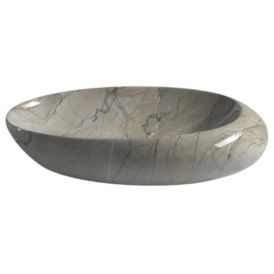 Lavoar oval portelan imitatie marmura gri Sapho Dalma 68 x 44 cm Lavoar oval portelan imitatie marmura gri Sapho Dalma 68 x 44 cm