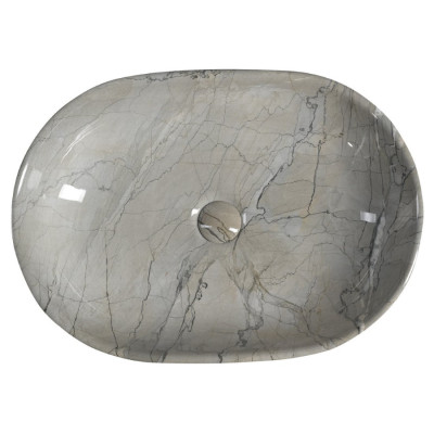 Lavoar oval Dalma Carrara imitatie marmura gri 59x42