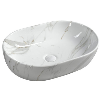Lavoar oval pe blat aspect marmura 59 x 42 cm SAPHO Dalma Carrara