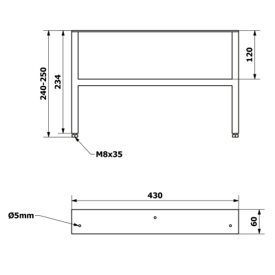 Cadru sustinere mobilier baie negru mat Sapho Amia- set 2 buc