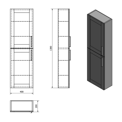 Dulap coloana rustic stejar Texas, colectie Sapho Amia, 40x20x140