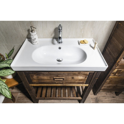 Dulap lavoar baie lemn masiv rustic Sapho Brand 80