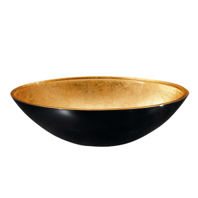 Lavoar sticla Murano negru-auriu pe blat, 40 cm