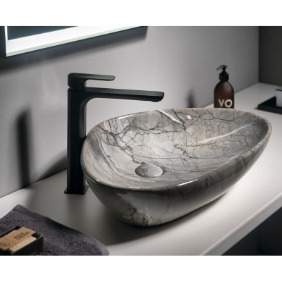 Baterie lavoar pe blat Sapho Spy negru mat