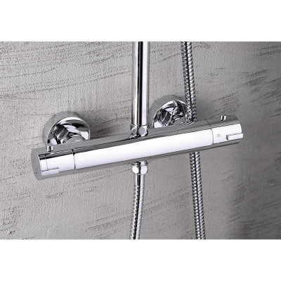 Set dus Aqualine Liga cu baterie termostat, reglabil pe inaltime