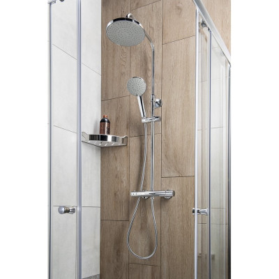 Set dus Aqualine Liga cu baterie termostat, reglabil pe inaltime
