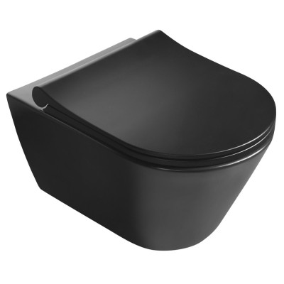WC suspendat negru cu functie bideu Sapho AVVA semirotund