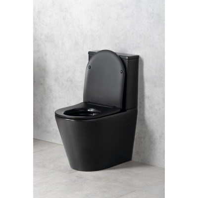 WC negru cu rezervor si mecanism monobloc Sapho Paco Rimless