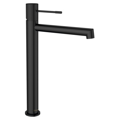 Baterie lavoar inalta pentru blat neagra cilindrica Sapho Solaris