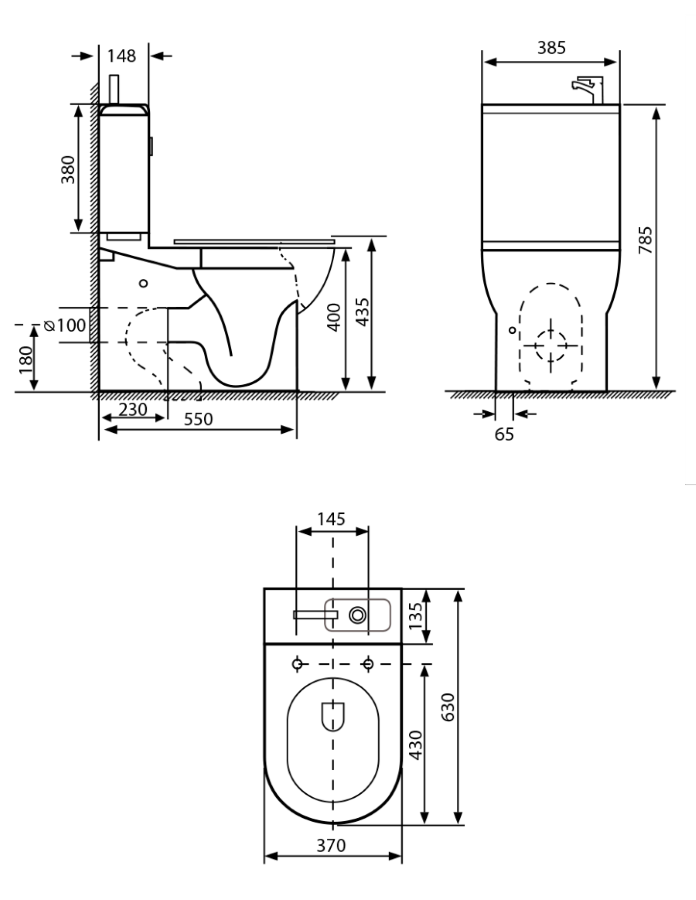 Schita dimensiuni mm wc Hygie Schita dimensiuni mm wc Hygie