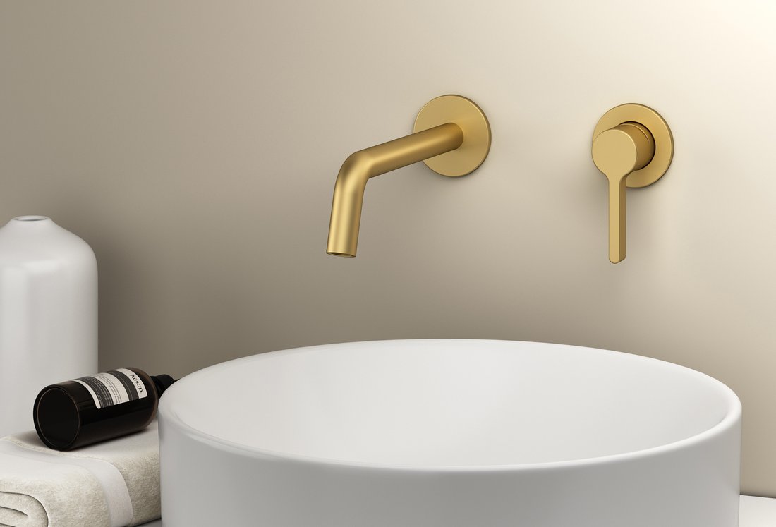 Exemplu montaj si idee amenajare baie baterie incastrabila Iconic aurie