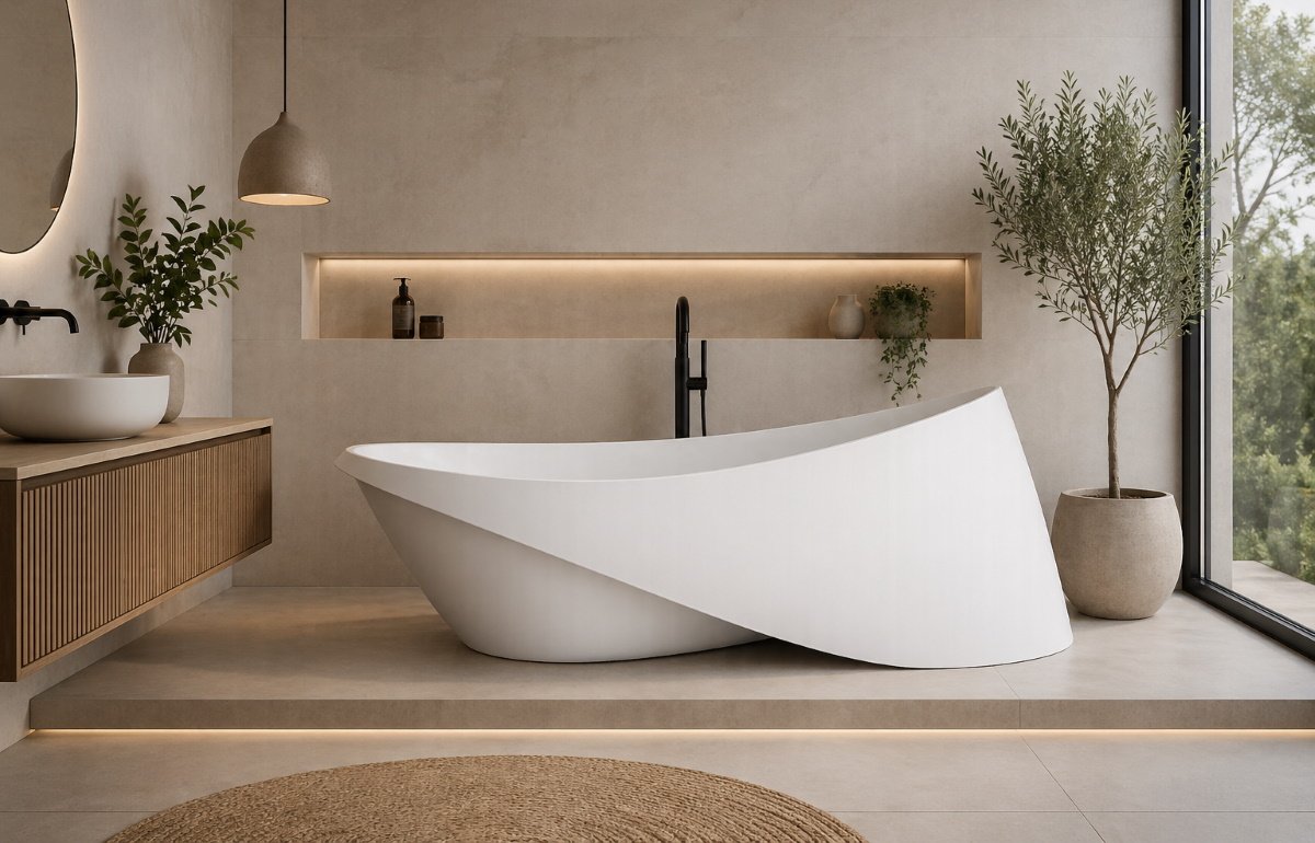 Amenajare baie cada freestanding design fluid Goccia