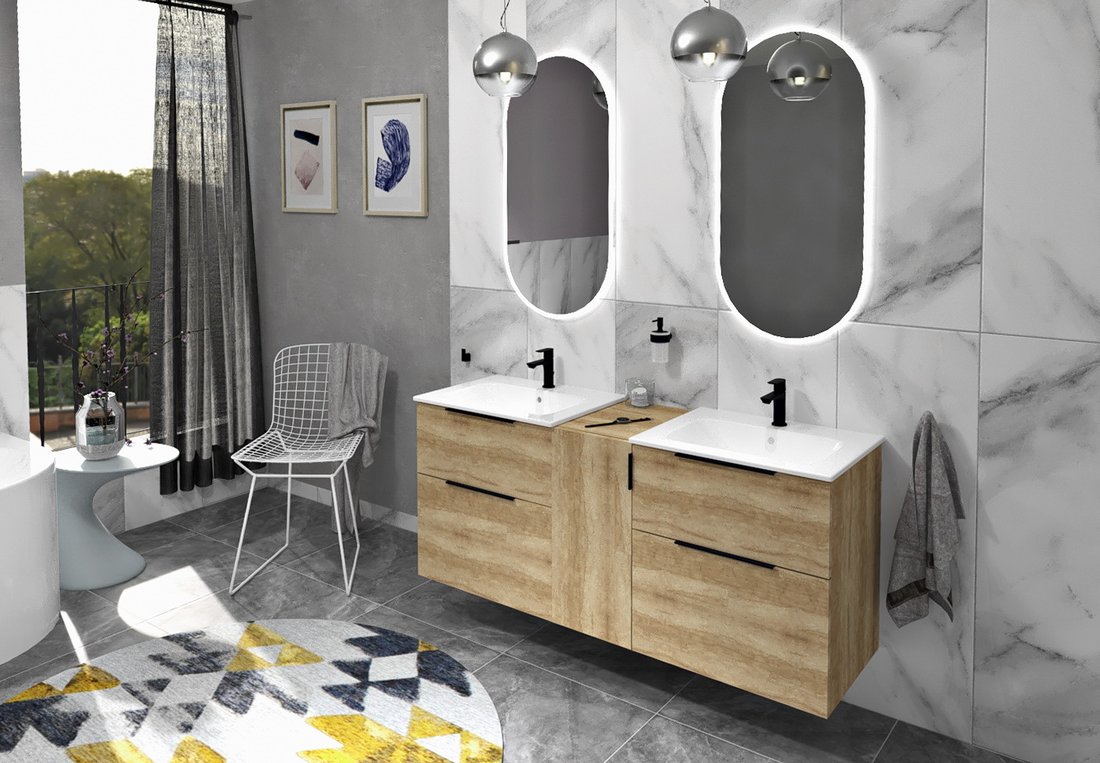 Idee amenajare baie mobilier dublu Cirasa Idee amenajare baie mobilier dublu Cirasa