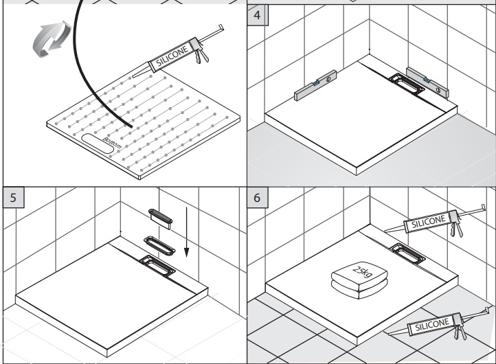 Etape montaj cadita pe pardoseala cu sifon incastrat