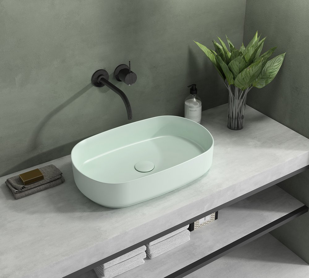Amenajare baie lavoar verde slim