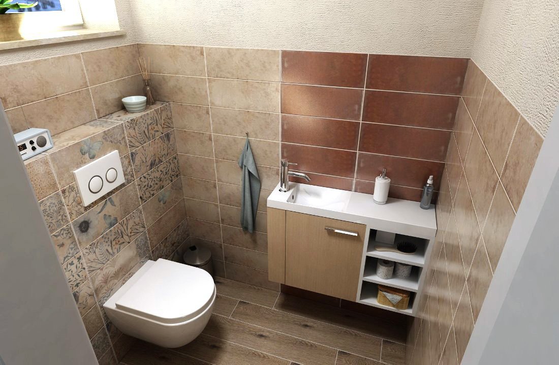 Amenajare baie mica cu lavoar Agos cu blat