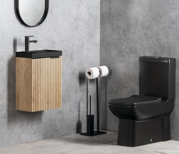 Idee amenajare baie stil industrial cu lavoar mic Agos negru Idee amenajare baie stil industrial cu lavoar mic Agos negru