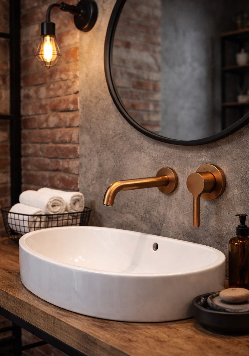 Amenajare baie baterie incastrabila Iconic cupru