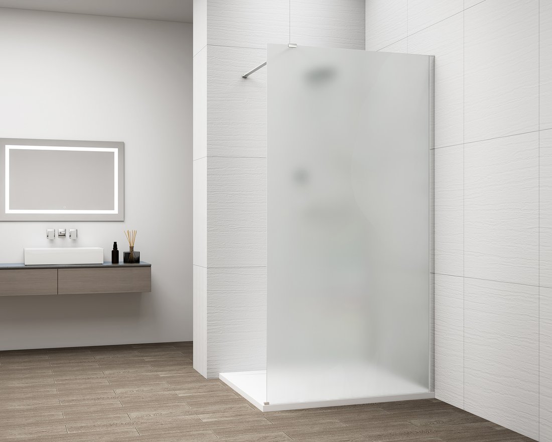 Cabina dus Walk In sticla mata profile cromate Esca brat stabilizare orizontal Cabina dus Walk In sticla mata profile cromate Esca brat stabilizare orizontal