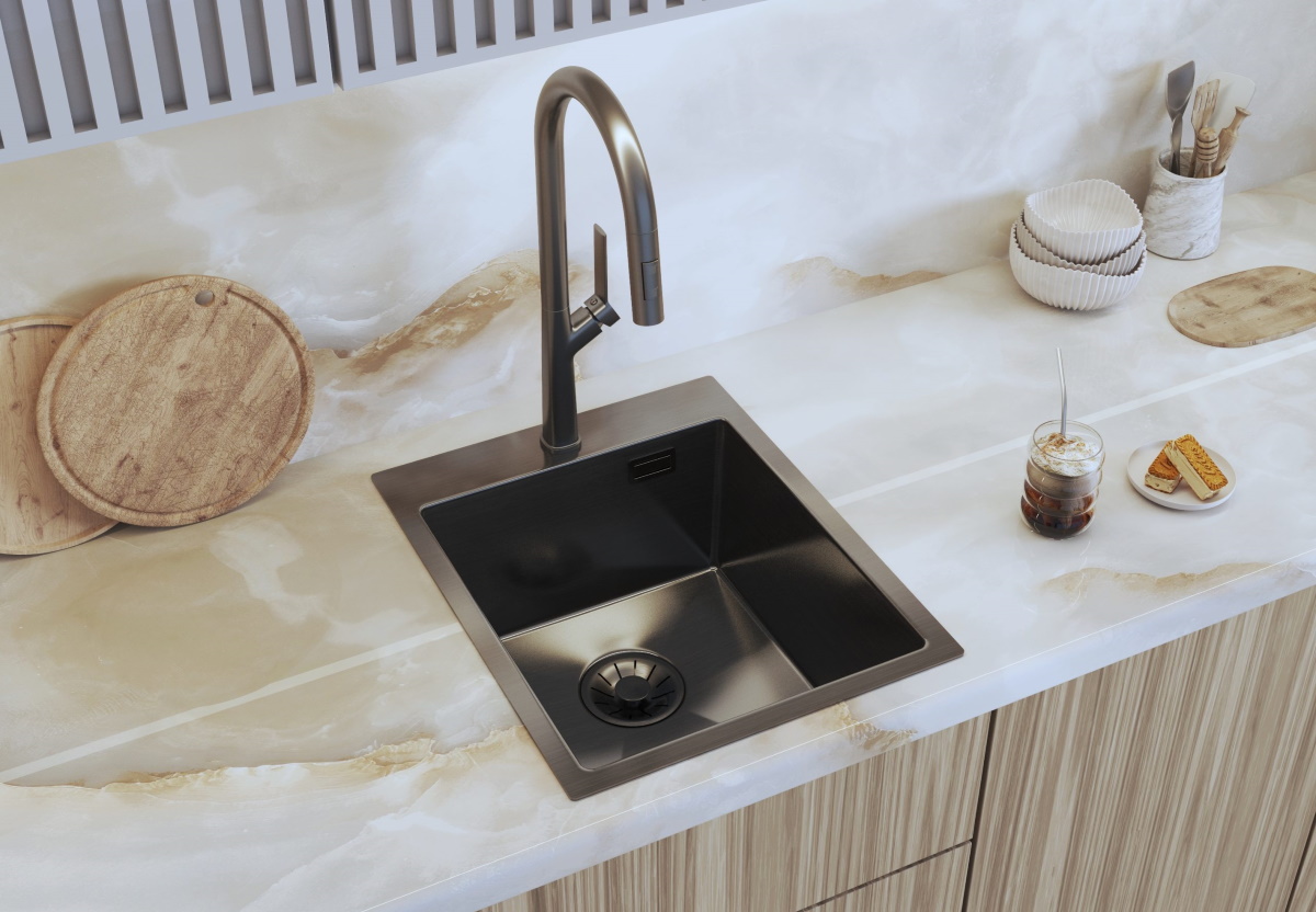 Amenajare linie bucatarie chiuveta inox gun metal unixa graphite