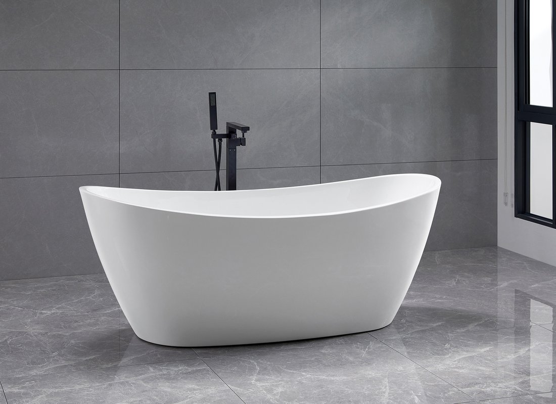 Decor contemporan contrast alb negru gri cada freestanding