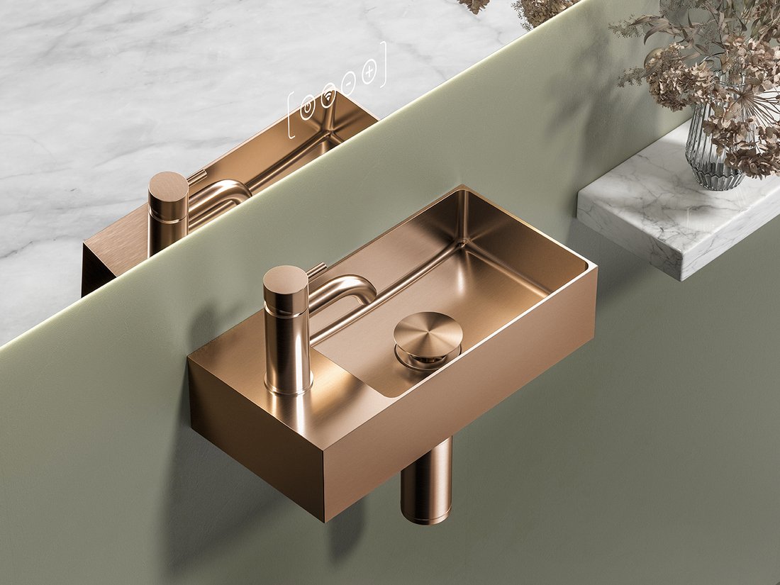 Montaj lavoar mic cupru Aurum suspendat