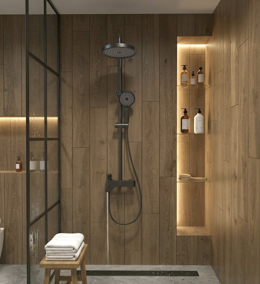 Amenajare baie set dus negru cu baterie si dispersoare SAPHO