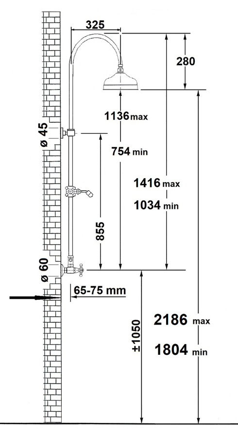 Schita dimensiuni set dus retro bronz