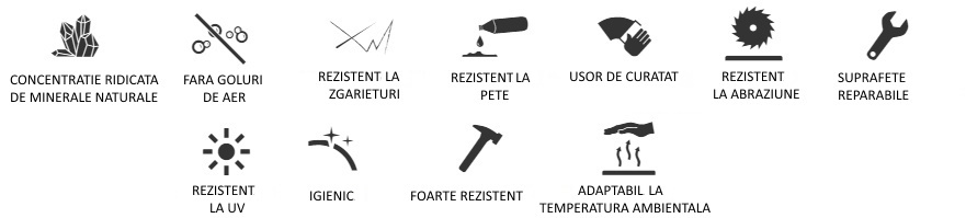 Proprietati cada baie marmura compozit Mineralicast