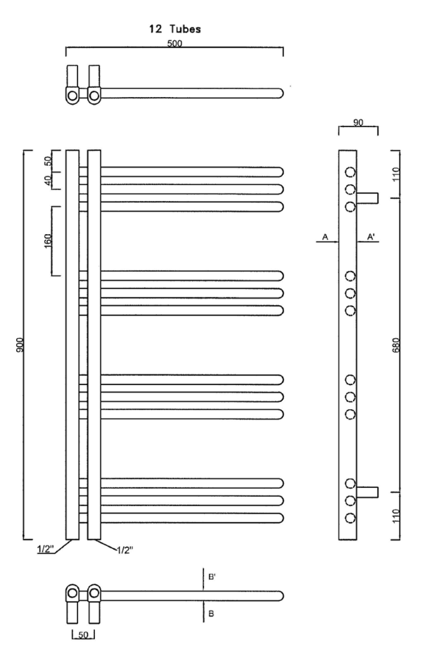 dimensiuni radiator portprosop 50x90 cromat