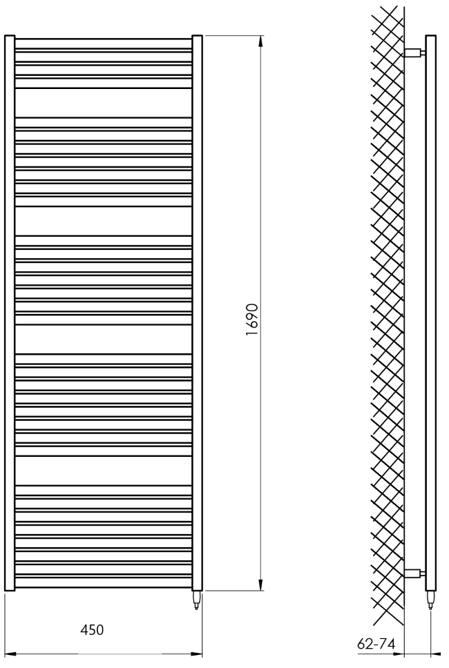 dimensiuni radiator negru 45x169