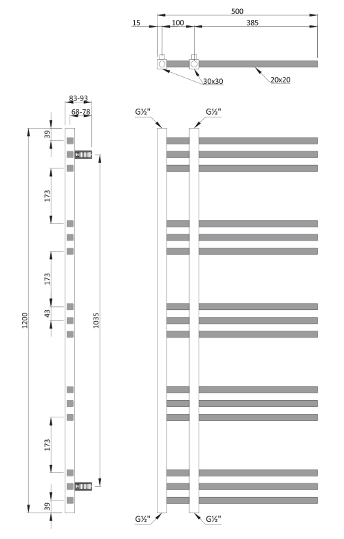 dimensiuni radiator portprosop 50x120 cromat
