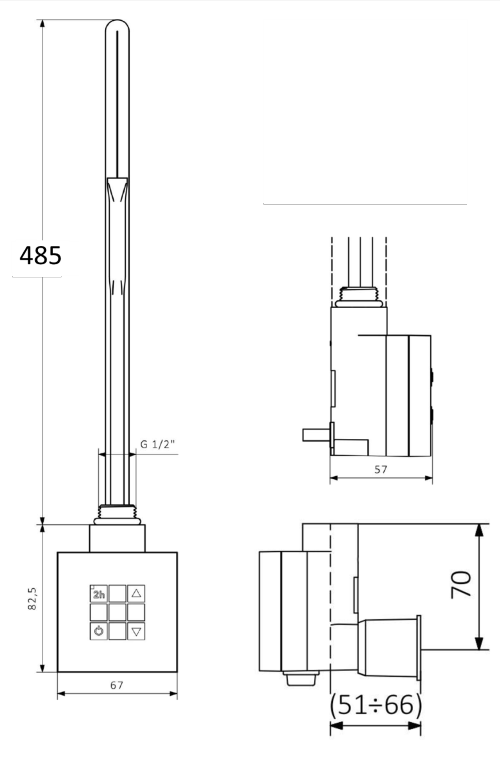 schita dimensiuni rezistenta ktx perete 600w