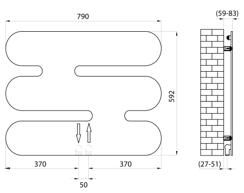 Schita radiator samilla 79 cm